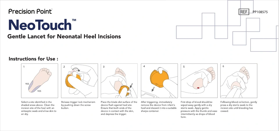 Original illustrated inner panel for the heel lancet carton