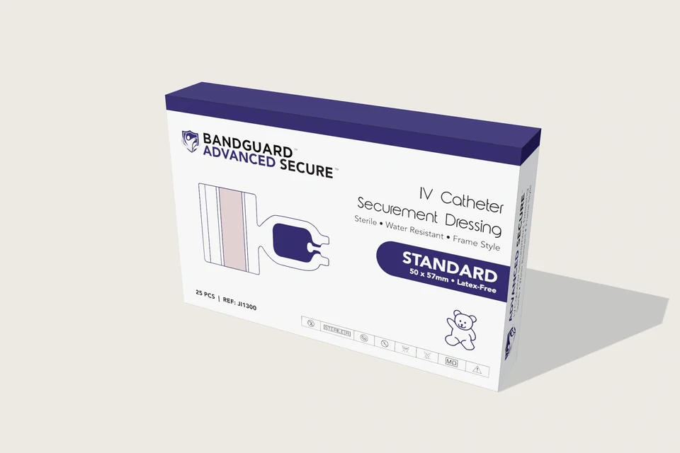 Bandguard paediatric dressing carton rendered from the original artwork