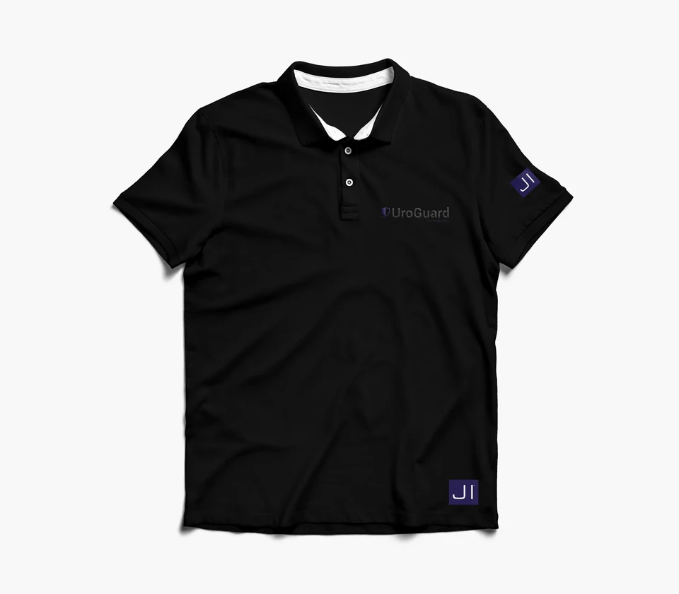 Black Jehu polo with chest and sleeve branding