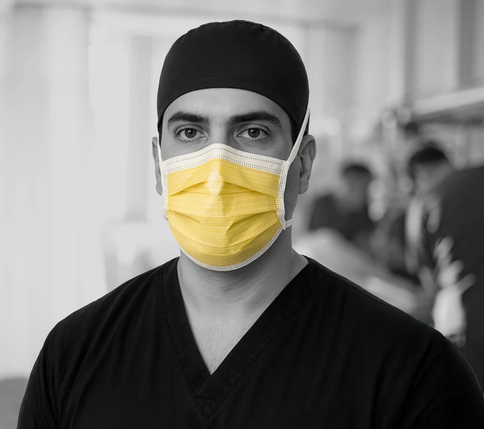 Selective colour yellow mask image in a clinical setting