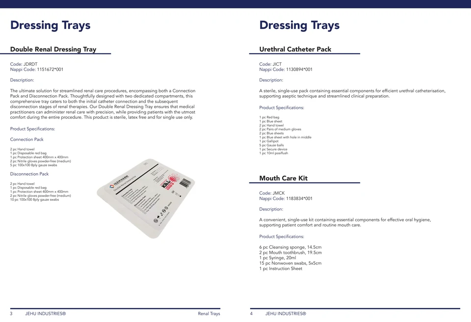 Original last spread including urethral catheter and mouth care packs.