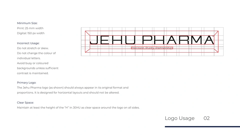 Jehu Pharma logo proportions and clear space