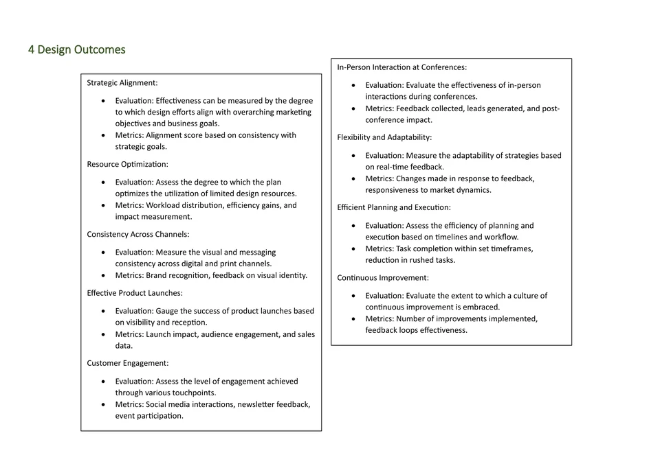 Original evaluation framework: proposed measures for future implementation, not reported results.