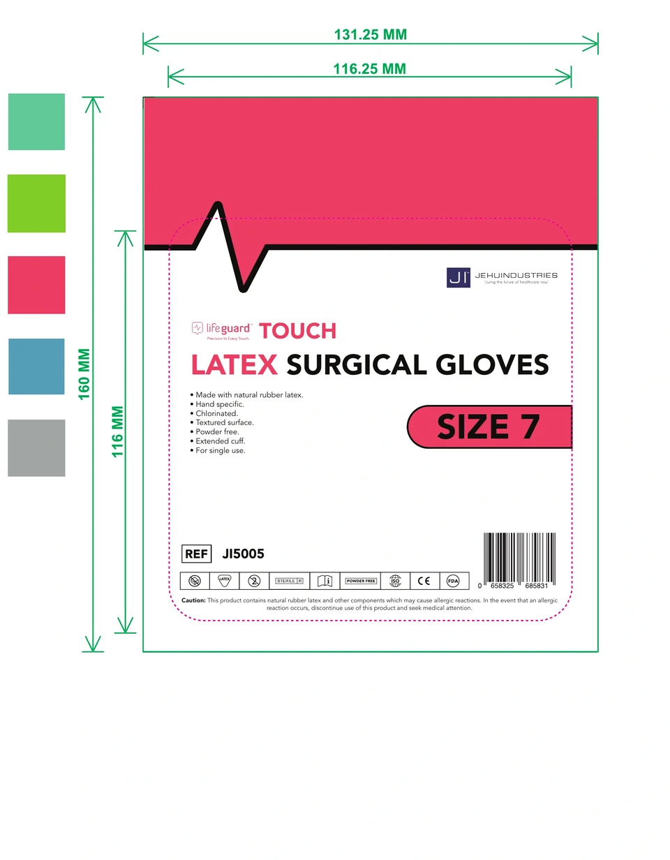 Original size 7 Lifeguard TOUCH surgical glove pouch artwork