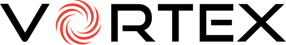 Vortex wordmark with its red spiral